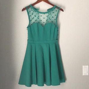 Coincidence & Chance | mint polka dot mesh dress